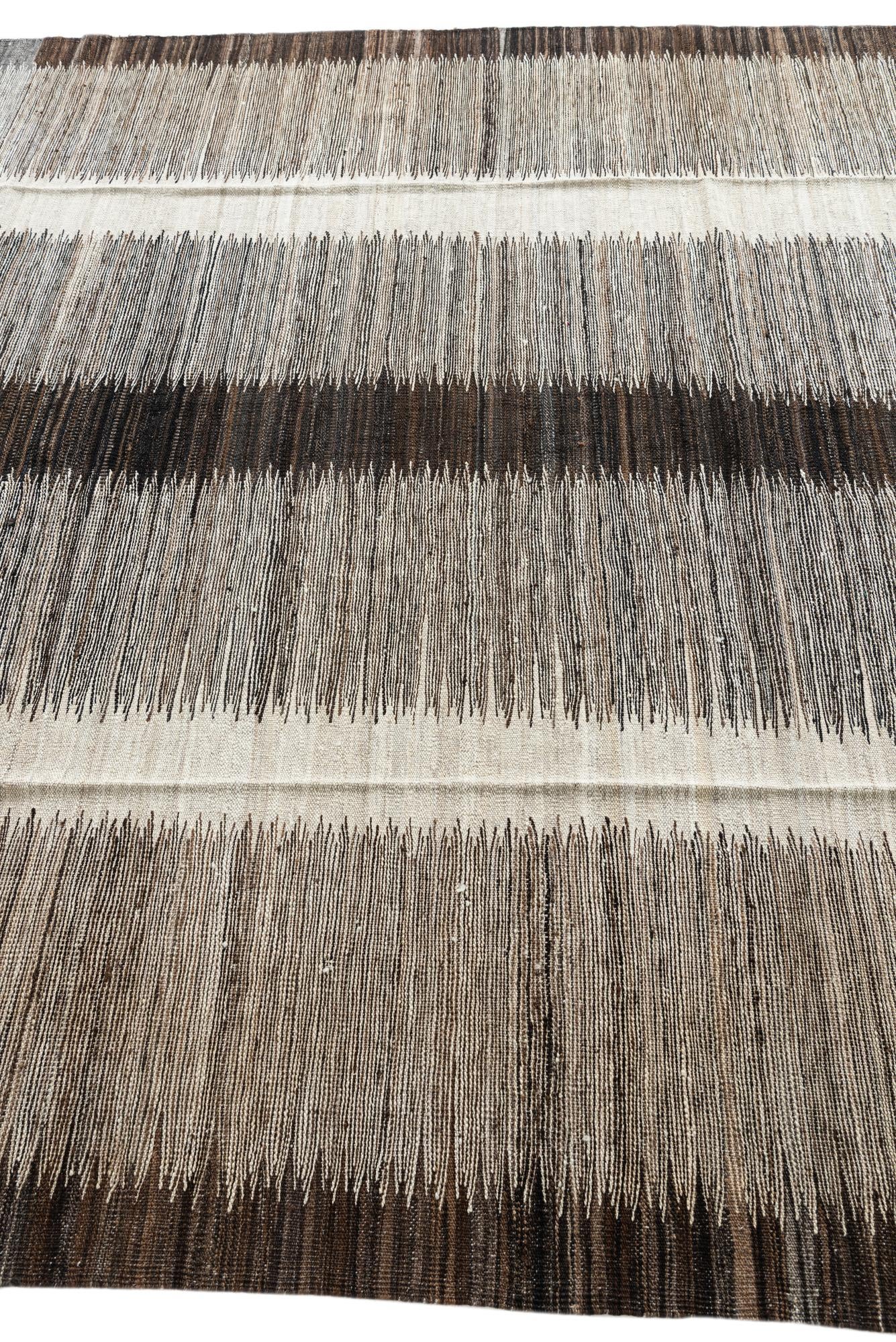 6' 10 x 9' 3 Hand Woven Kilim Modern Wool Rug