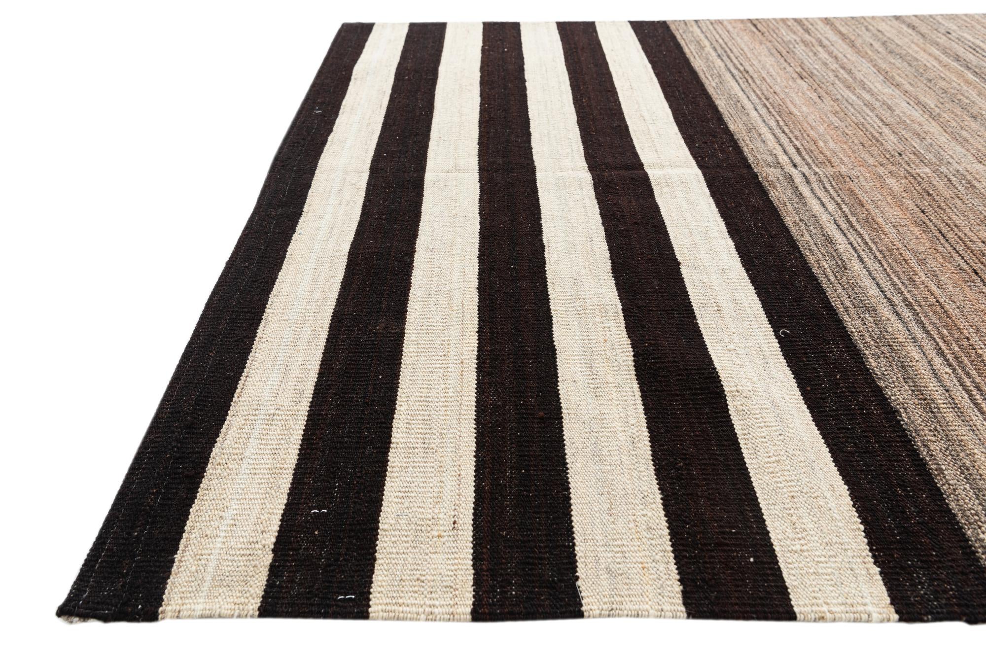 4' 5 x 5' 10 Hand Woven Kilim Modern Wool Rug
