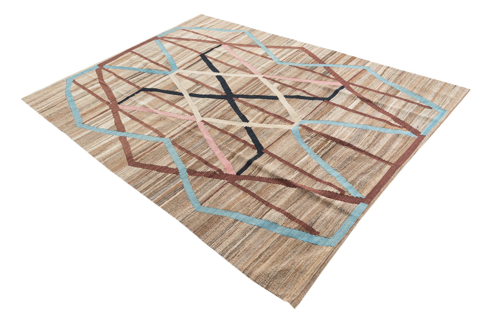 6' x 7' 8 Hand Woven Kilim Modern Wool Rug