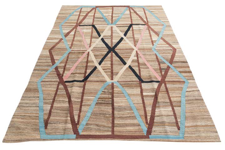 6' x 7' 8 Hand Woven Kilim Modern Wool Rug