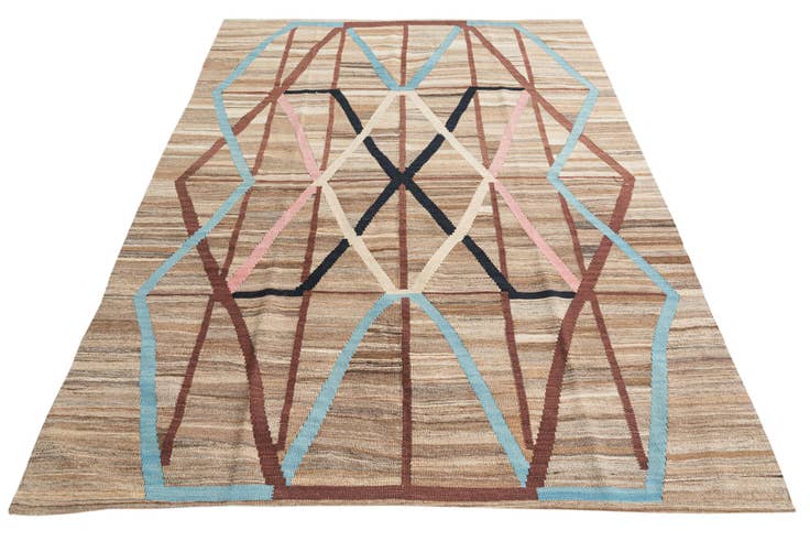 Detail image of 6' x 7' 8 Hand Woven Kilim Modern Wool Rug