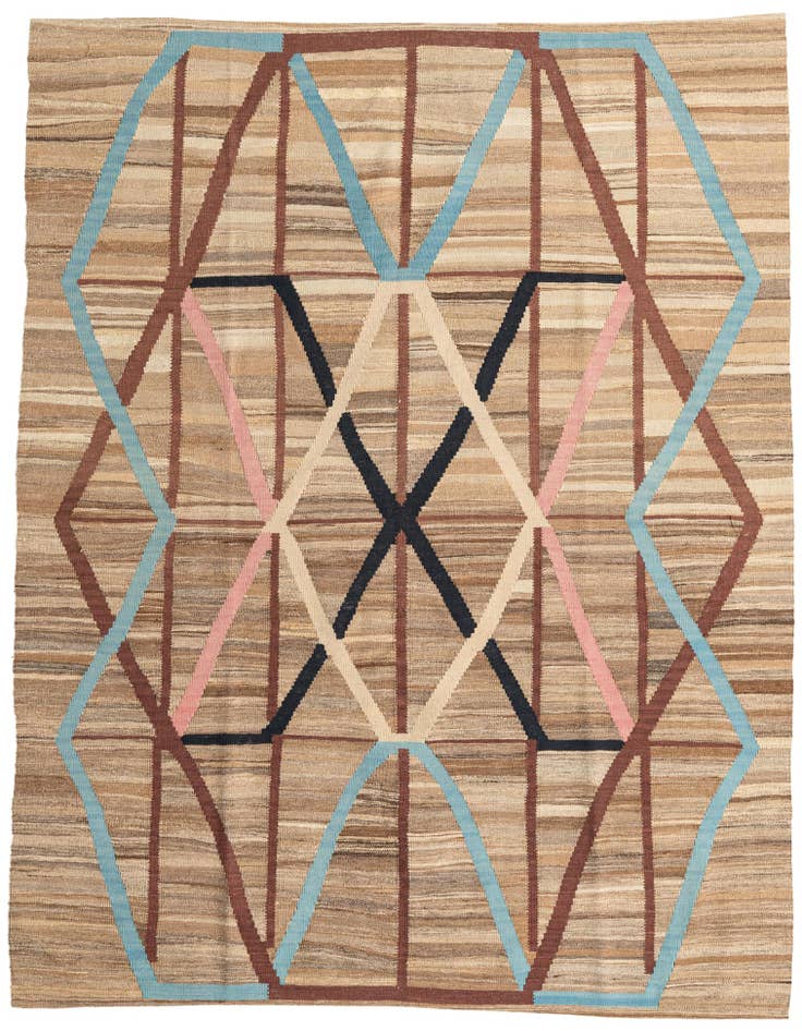 Detail image of 6' x 7' 8 Hand Woven Kilim Modern Wool Rug