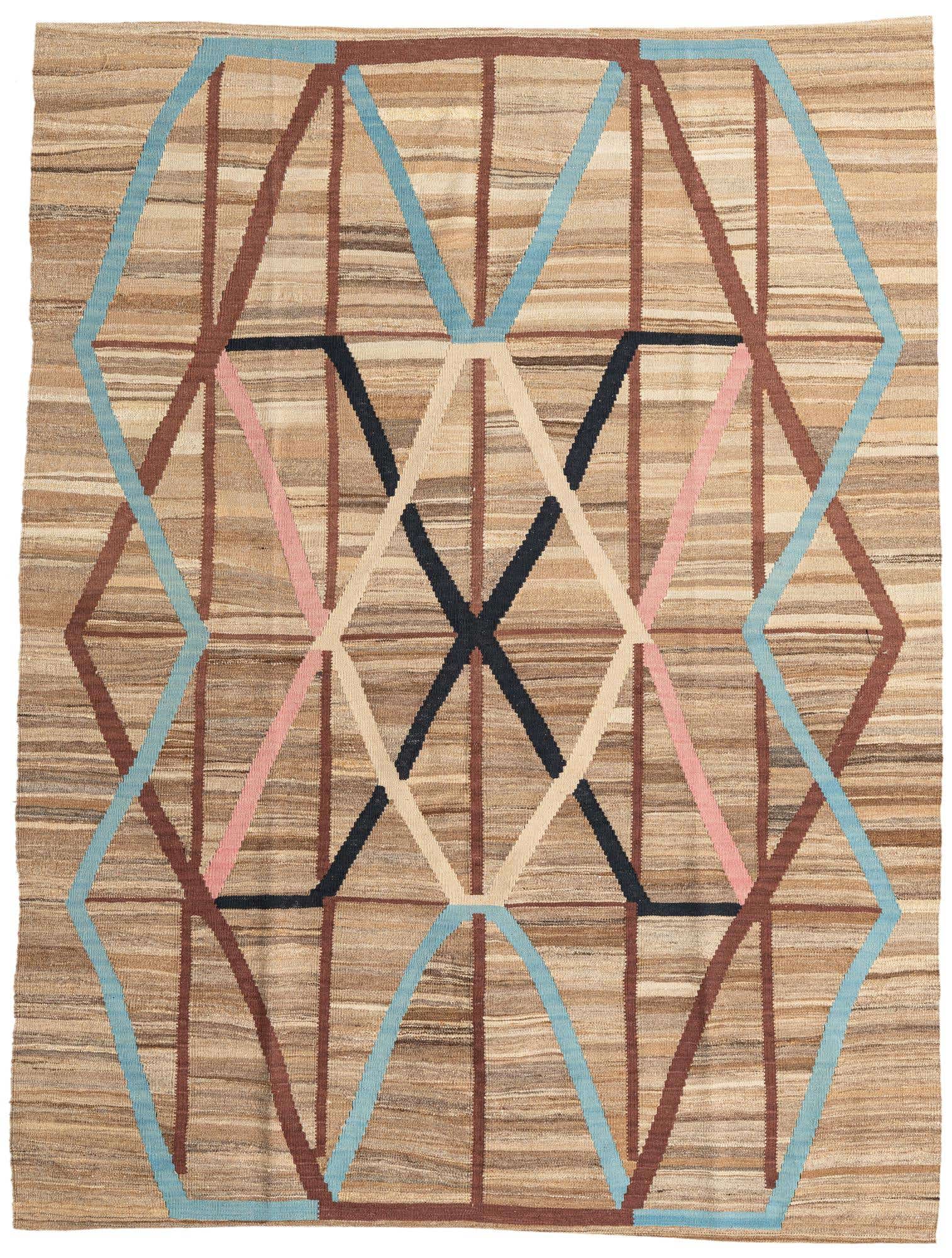 6' x 7' 8 Hand Woven Kilim Modern Wool Rug