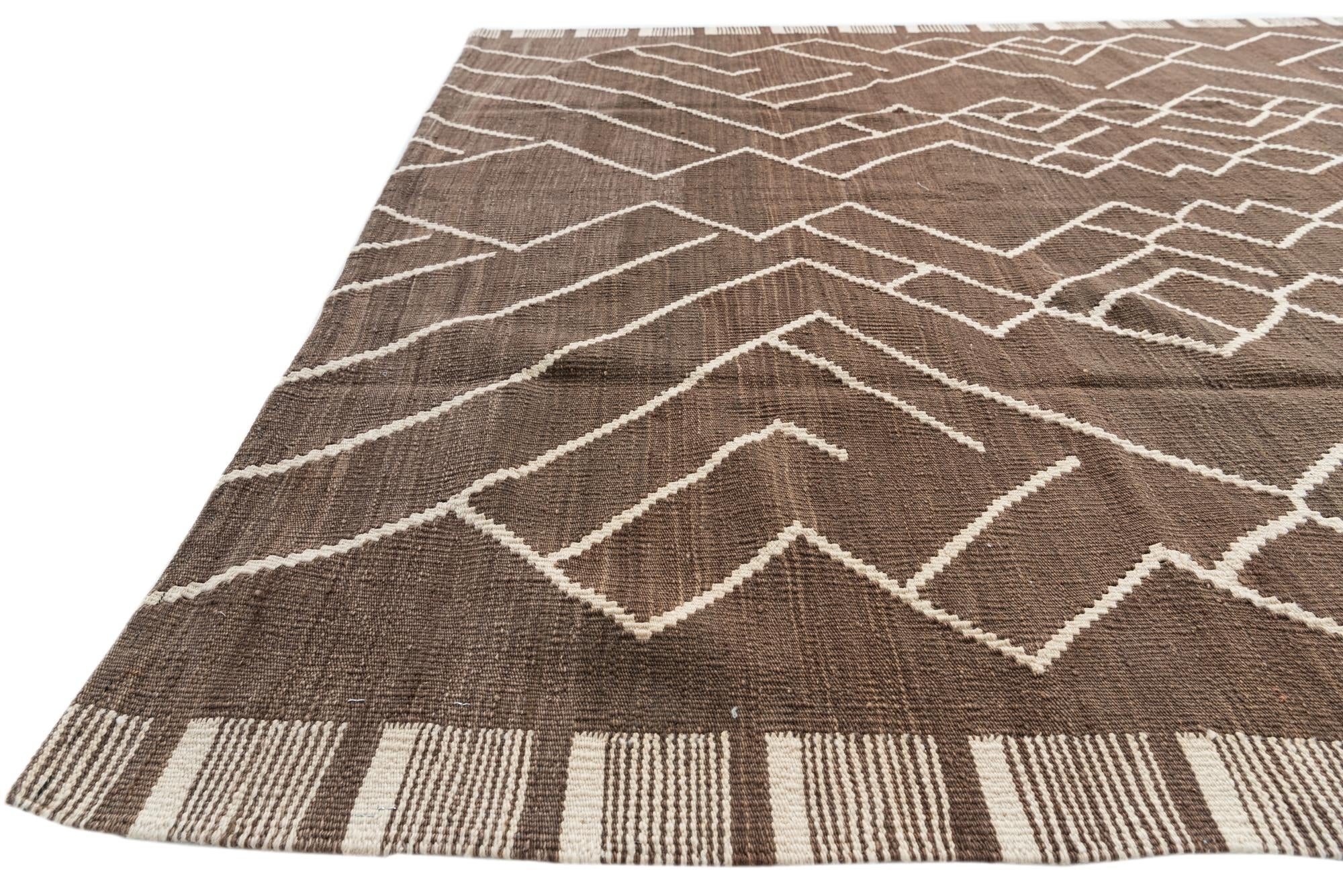 6' 3 x 7' 9 Hand Woven Kilim Modern Wool Rug
