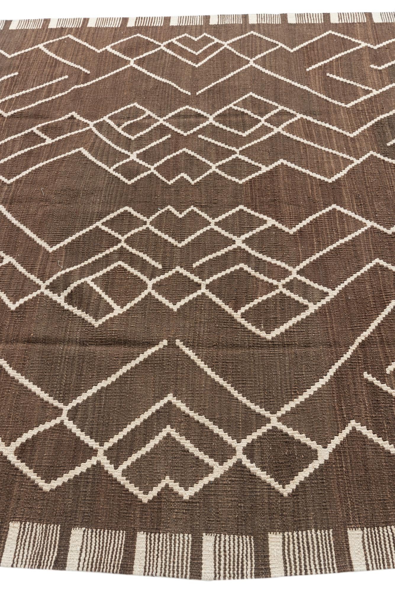 6' 3 x 7' 9 Hand Woven Kilim Modern Wool Rug