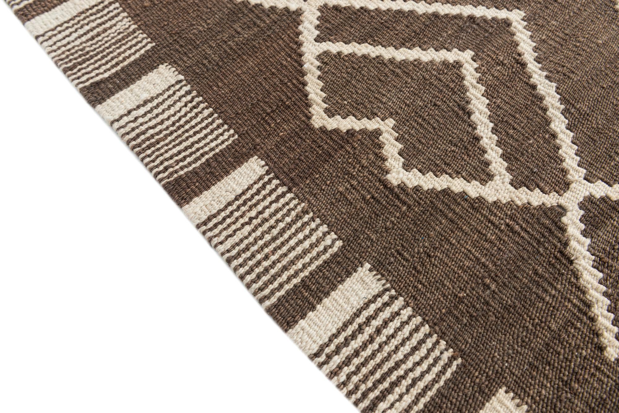 6' 3 x 7' 9 Hand Woven Kilim Modern Wool Rug