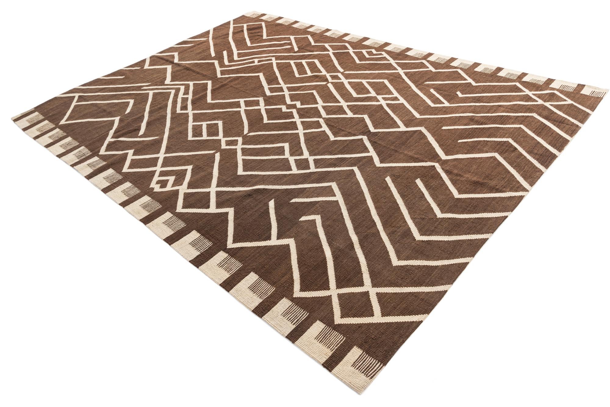 8' 8 x 11' 7 Hand Woven Kilim Modern Wool Rug