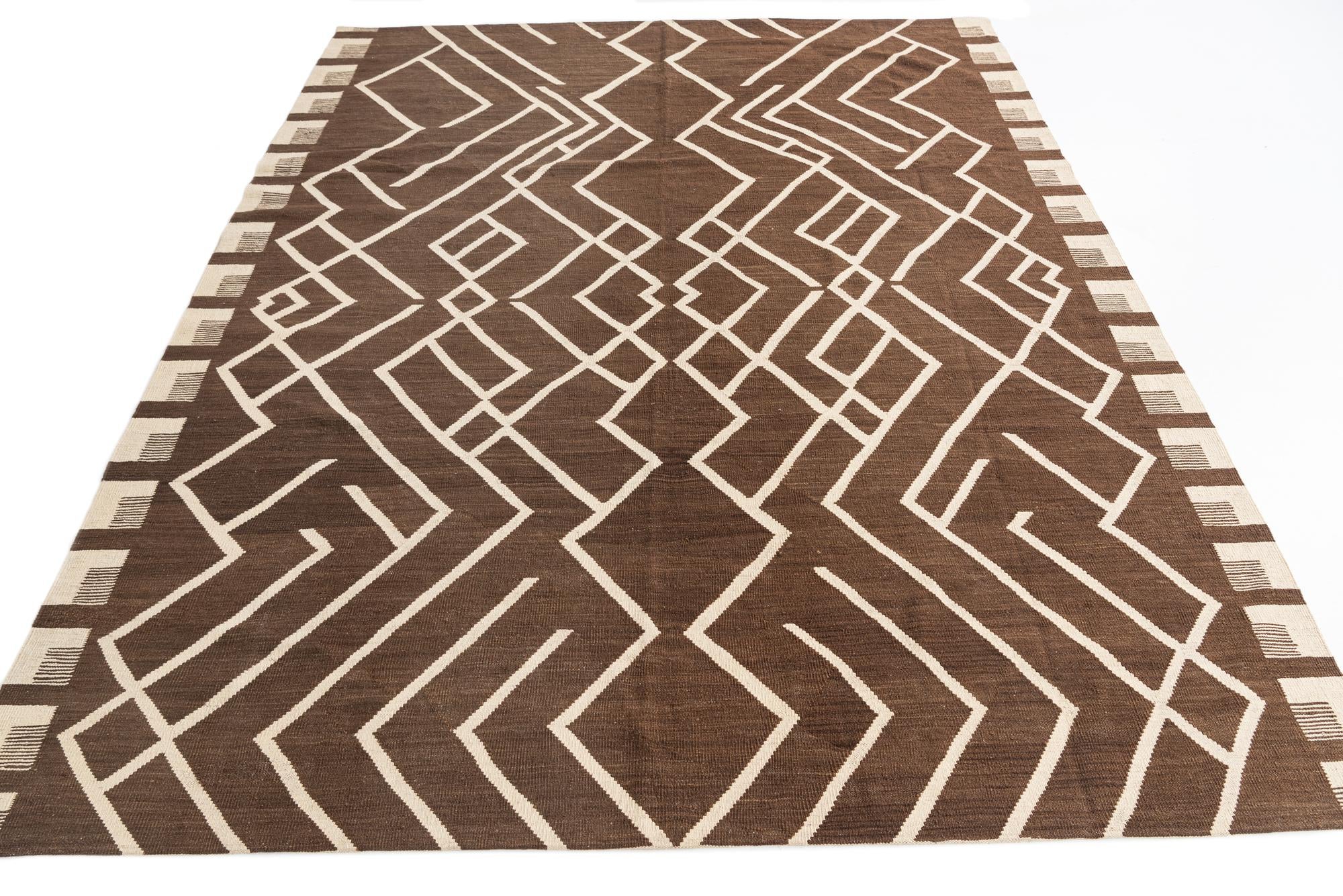 8' 8 x 11' 7 Hand Woven Kilim Modern Wool Rug
