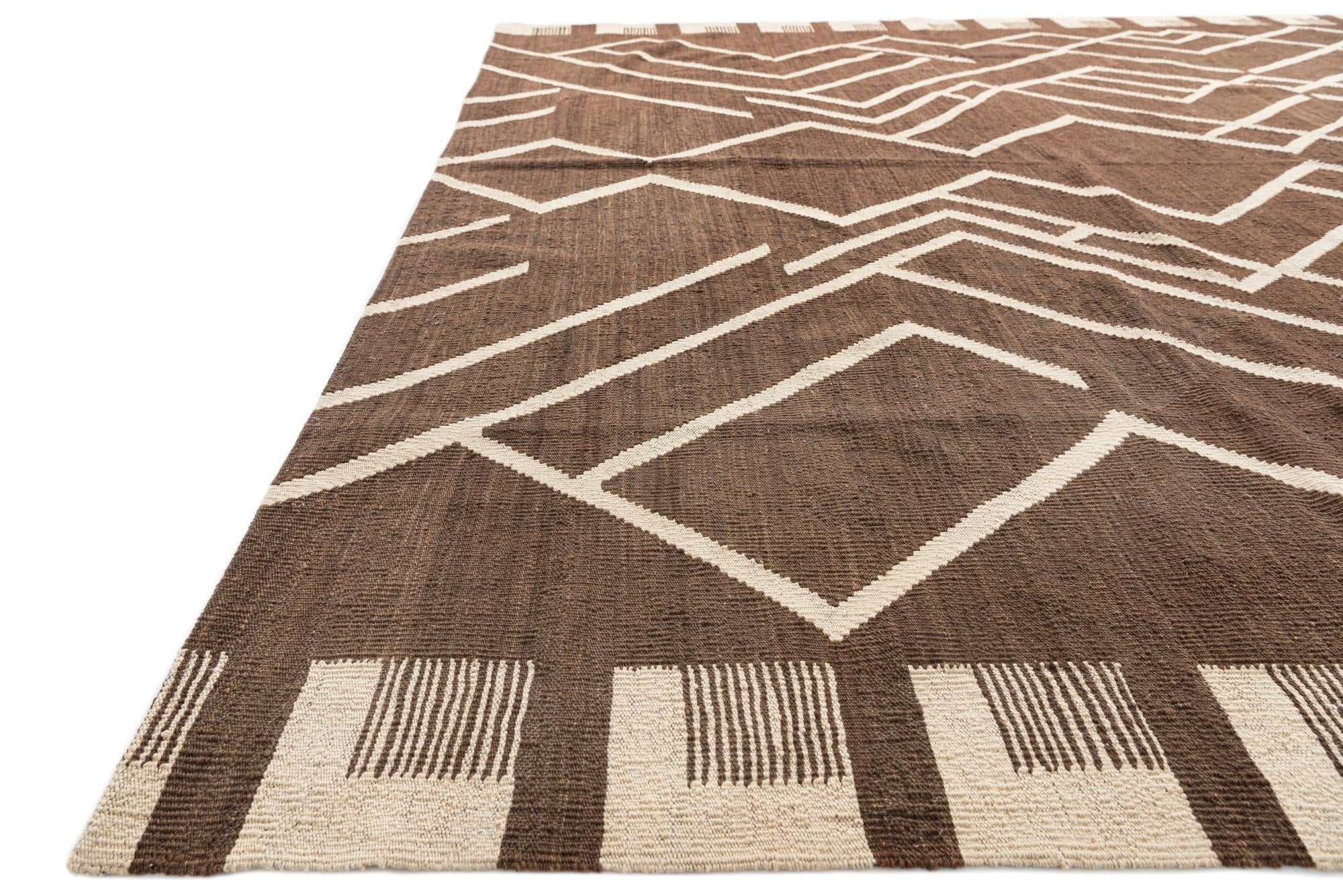 8' 8 x 11' 7 Hand Woven Kilim Modern Wool Rug