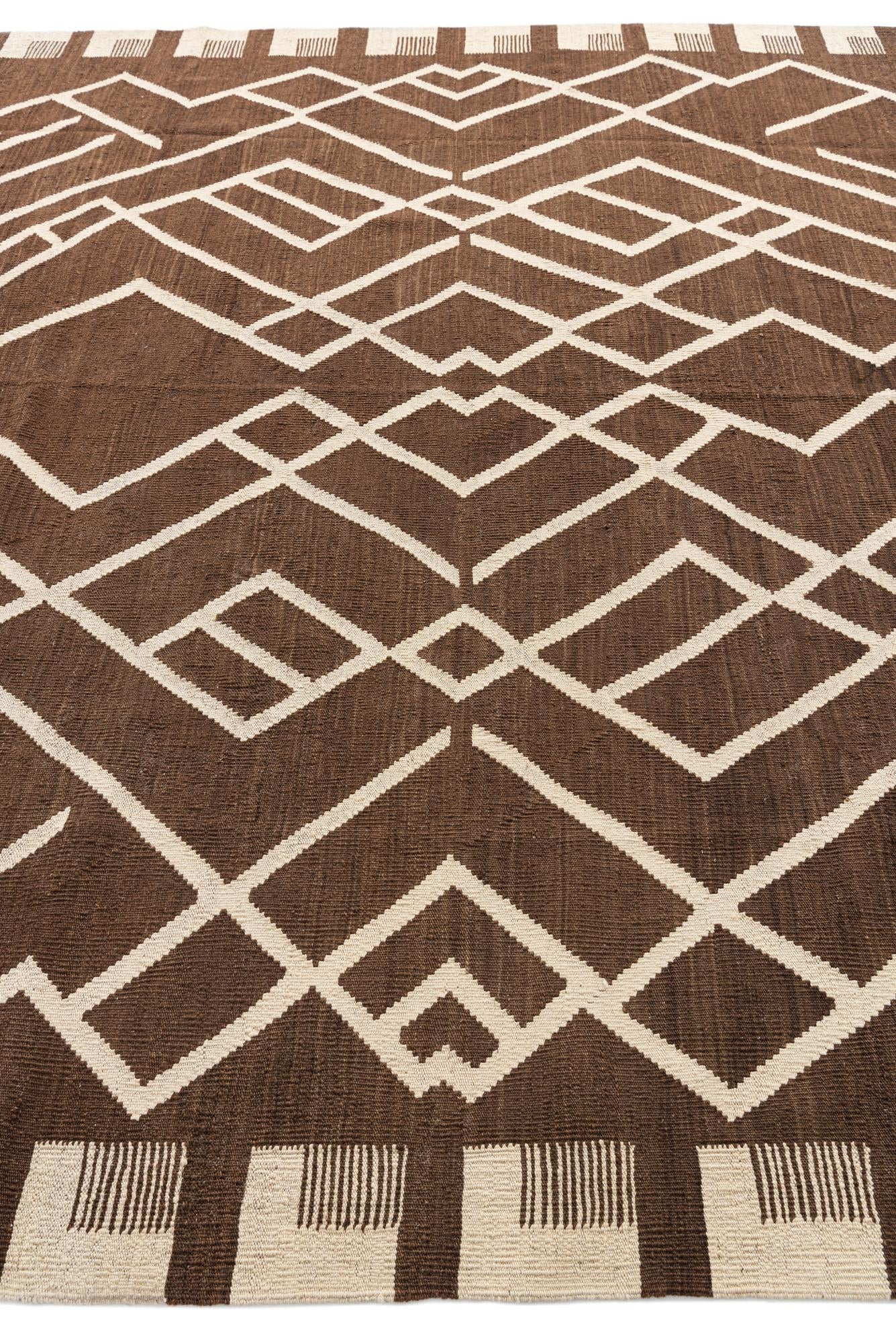 8' 8 x 11' 7 Hand Woven Kilim Modern Wool Rug