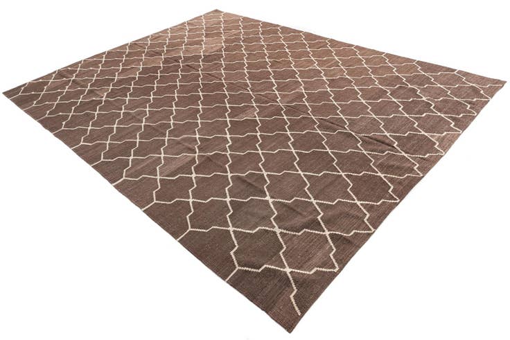 Detail image of 9' x 11' 2 Hand Woven Kilim Modern Wool Rug