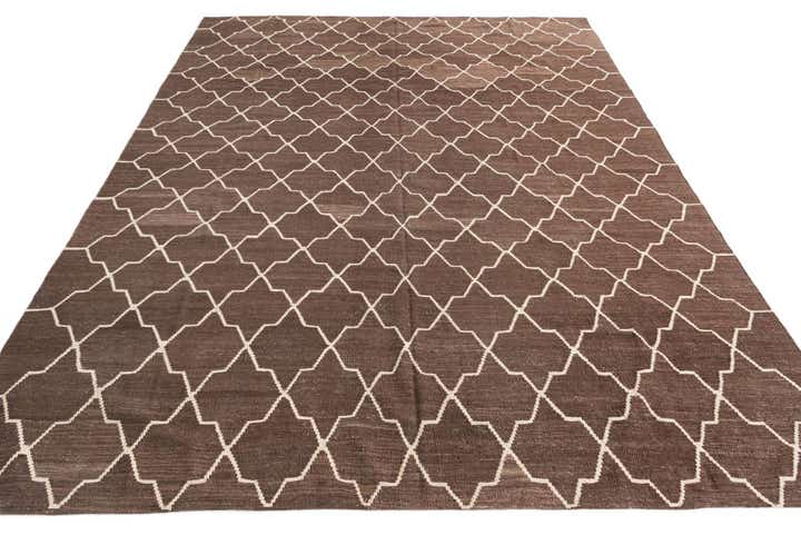 9' x 11' 2 Hand Woven Kilim Modern Wool Rug