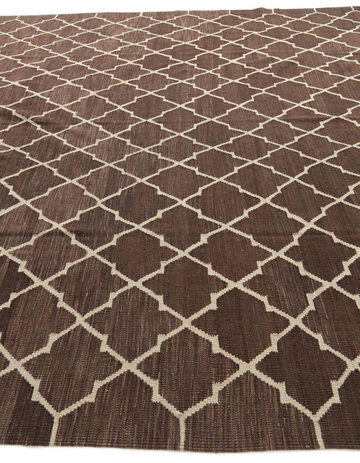 Detail image of 10' 7 x 12' 8  Hand Woven Kilim Modern Wool Rug