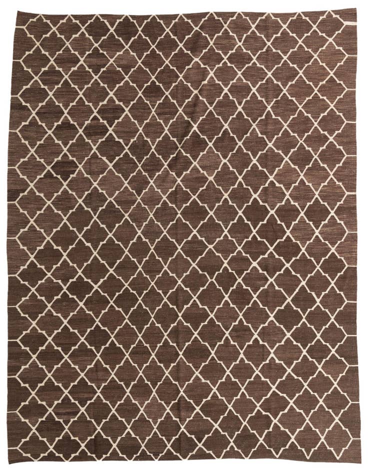 Detail image of 10' 7 x 12' 8 Hand Woven Kilim Modern Wool Rug