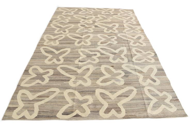 Detail image of 6' 6 x 9' 5 Hand Woven Kilim Modern Wool Rug