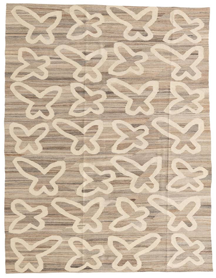 Detail image of 6' 6 x 9' 5 Hand Woven Kilim Modern Wool Rug