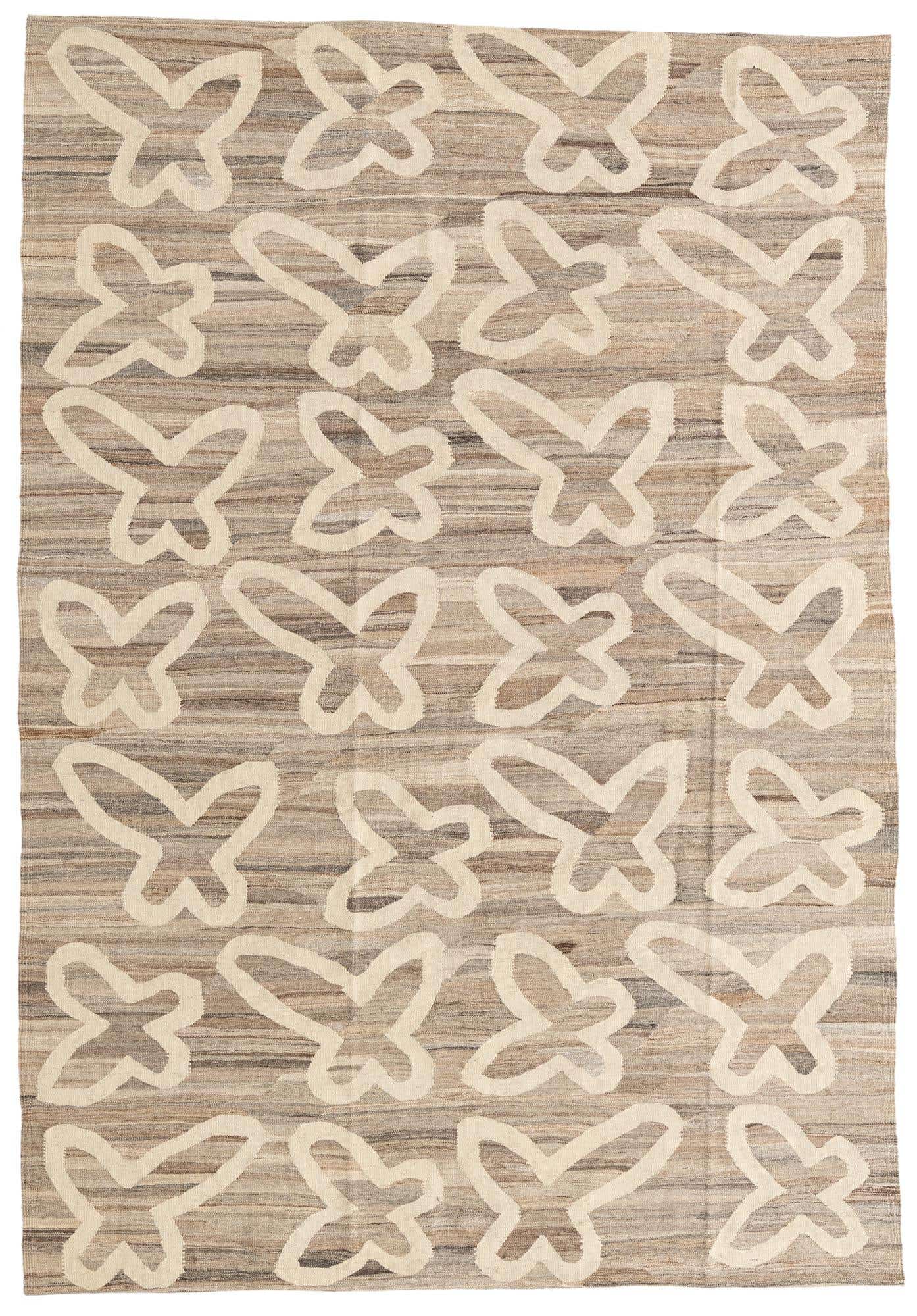 6' 6 x 9' 5 Hand Woven Kilim Modern Wool Rug