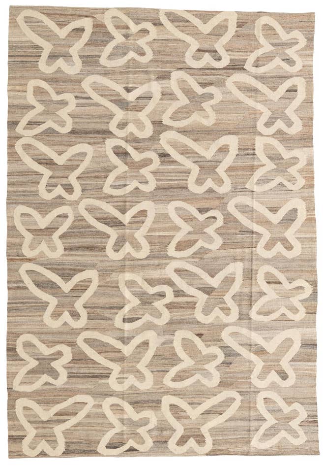 Detail image of 6' 6 x 9' 5 Hand Woven Kilim Modern Wool Rug