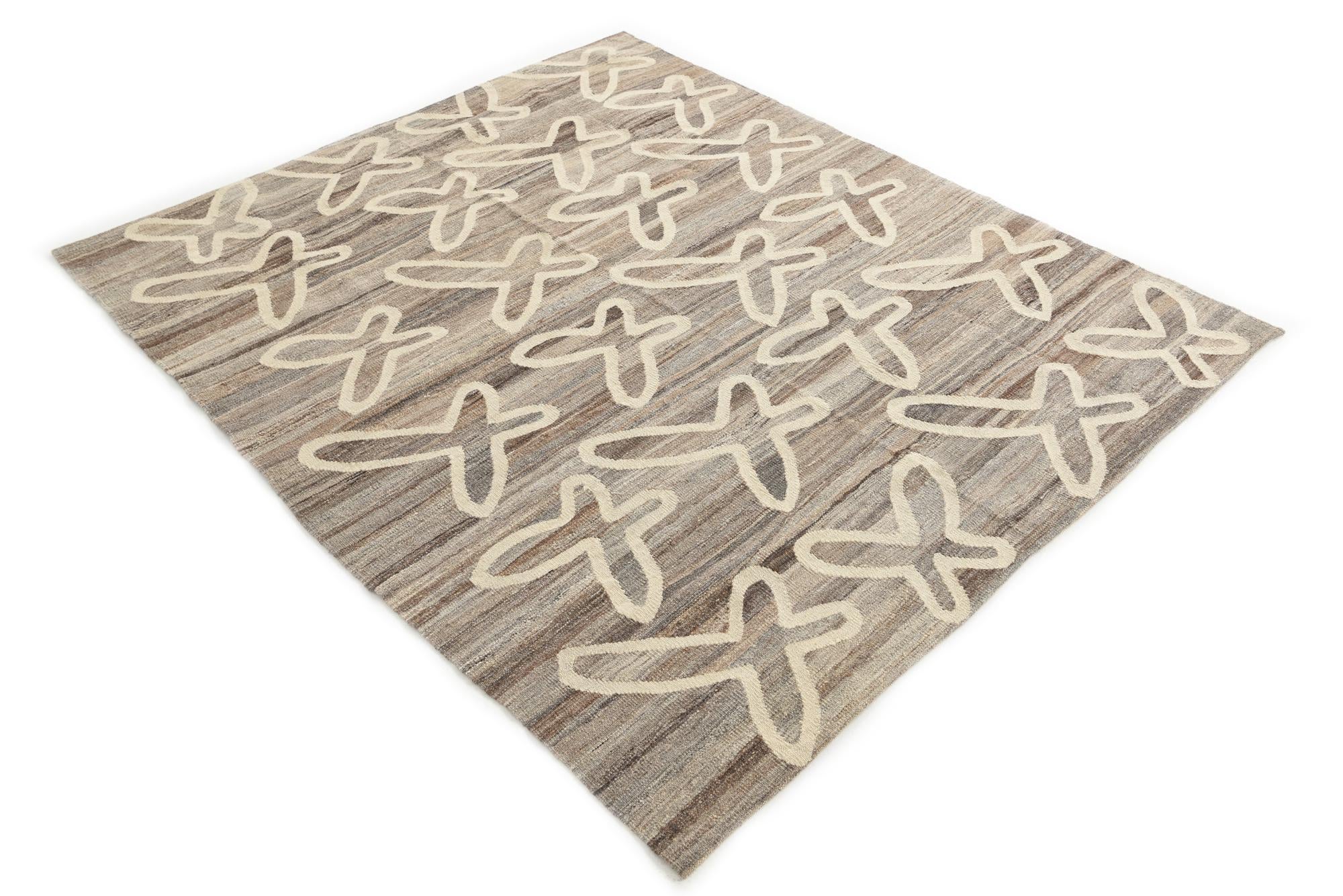 5' 3 x 6' 4 Hand Woven Kilim Modern Wool Rug