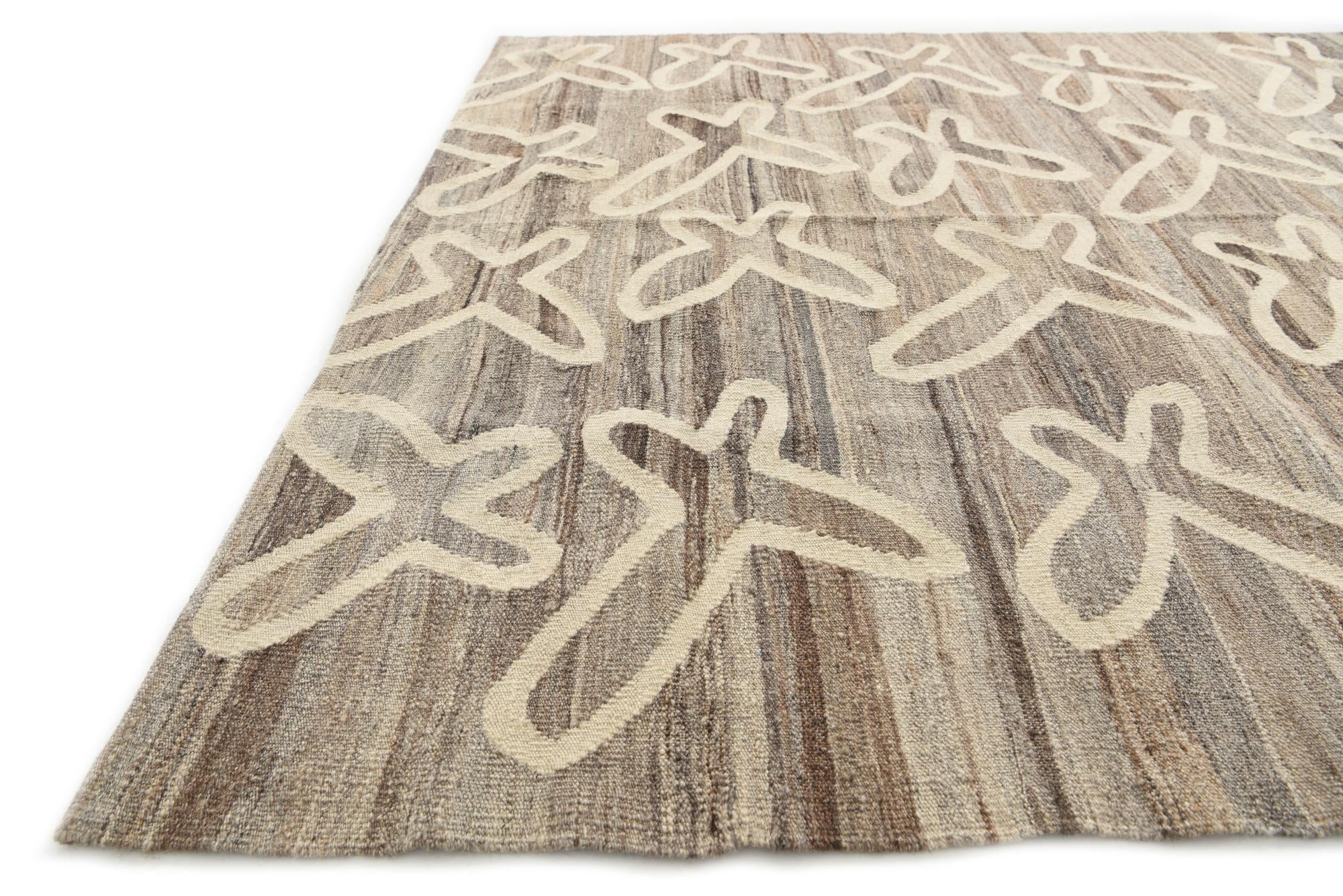 5' 3 x 6' 4 Hand Woven Kilim Modern Wool Rug