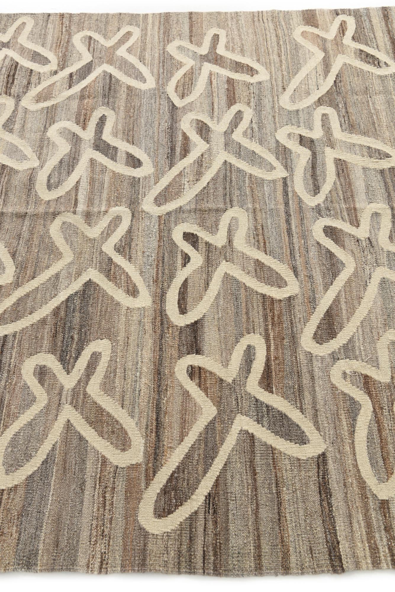 5' 3 x 6' 4 Hand Woven Kilim Modern Wool Rug