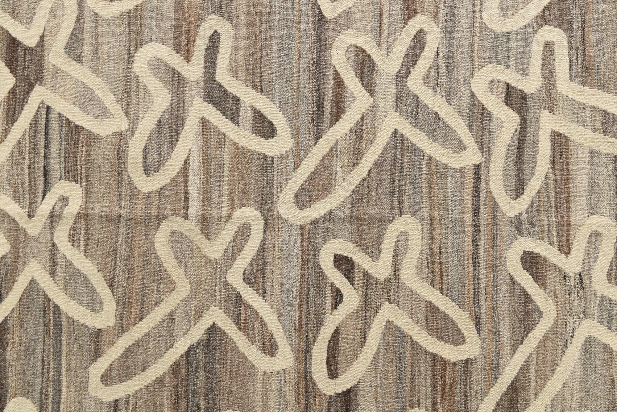 5' 3 x 6' 4 Hand Woven Kilim Modern Wool Rug