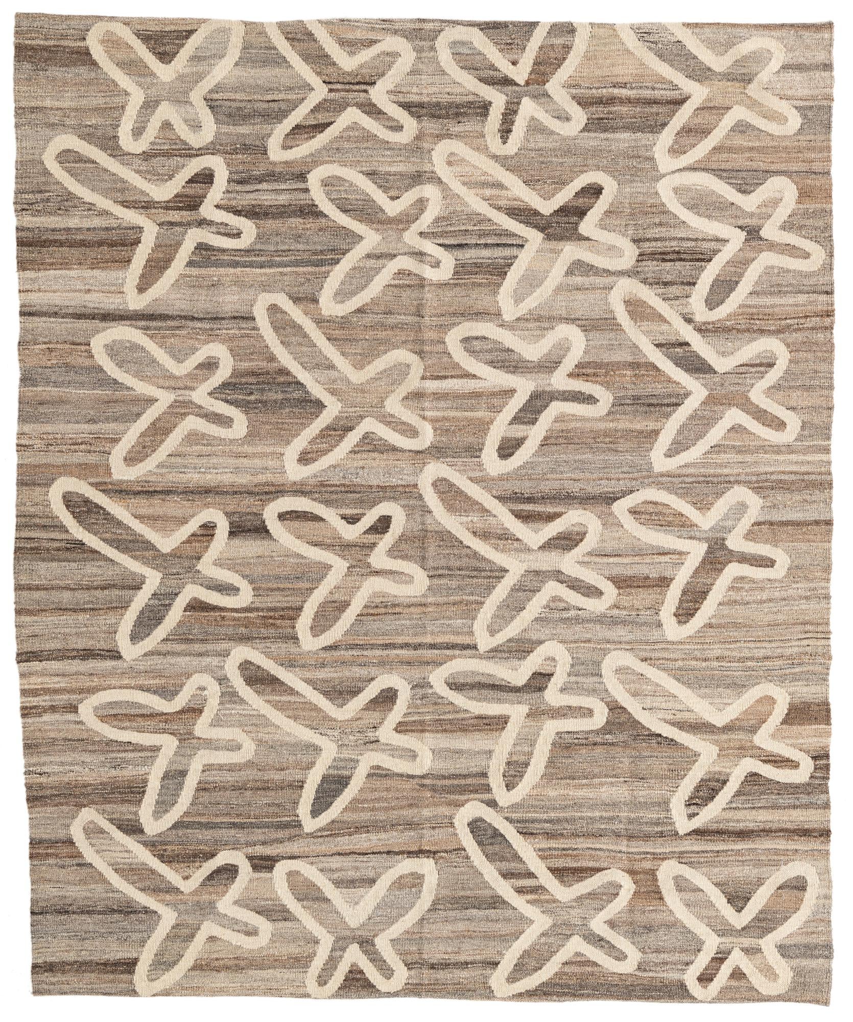 5' 3 x 6' 4 Hand Woven Kilim Modern Wool Rug