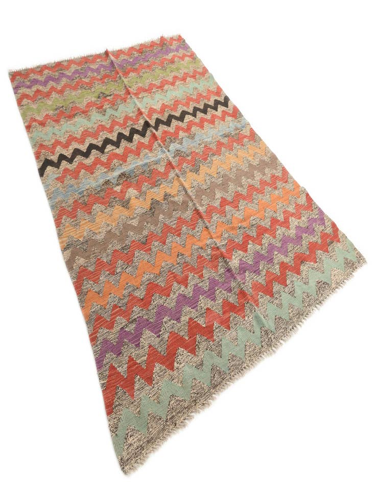 Detail image of 5' 6 x 7' 7  Hand Woven Kilim Modern Wool Rug