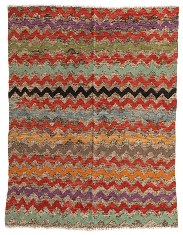 Detail image of 5' 6 x 7' 7 Hand Woven Kilim Modern Wool Rug