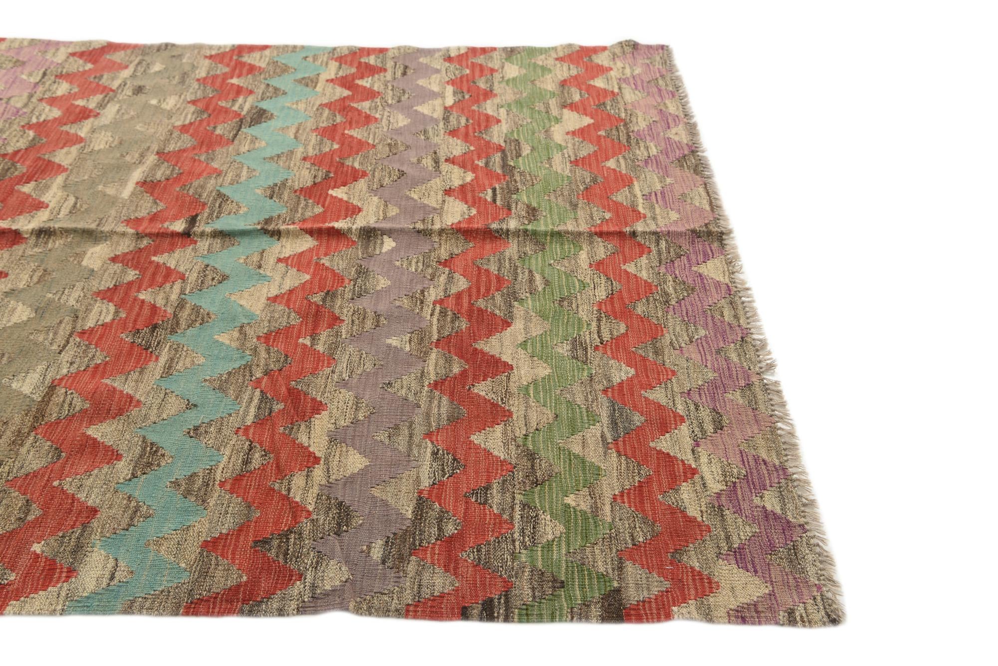 5' 5 x 7' 6 Hand Woven Kilim Modern Wool Rug