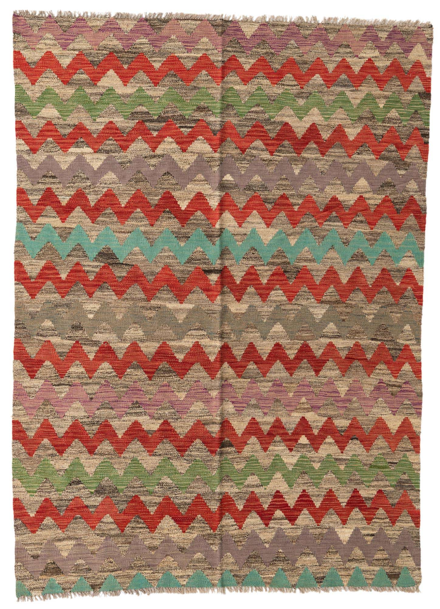 5' 5 x 7' 6 Hand Woven Kilim Modern Wool Rug