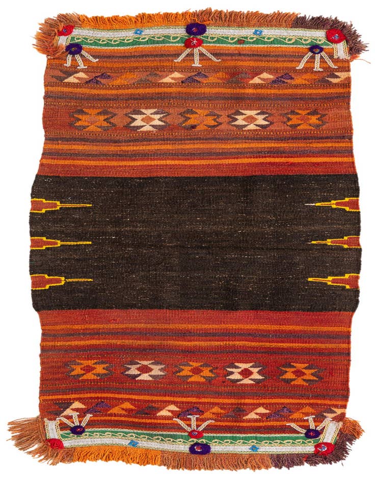 Detail image of 3' x 5' 7 Hand Woven Kilim Modern Wool Rug