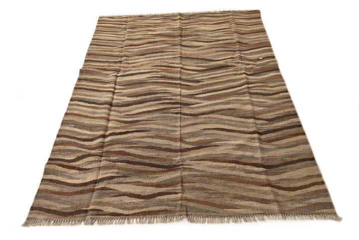 4' 10 x 6' 7 Hand Woven Kilim Modern Wool Rug