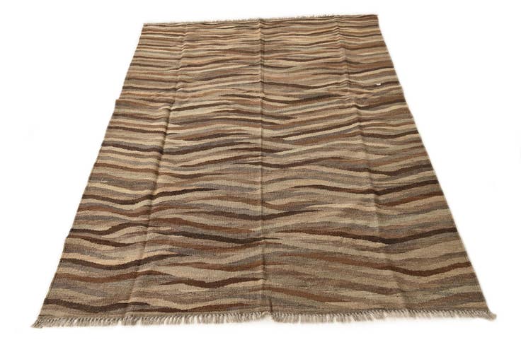 Detail image of 4' 10 x 6' 7 Hand Woven Kilim Modern Wool Rug