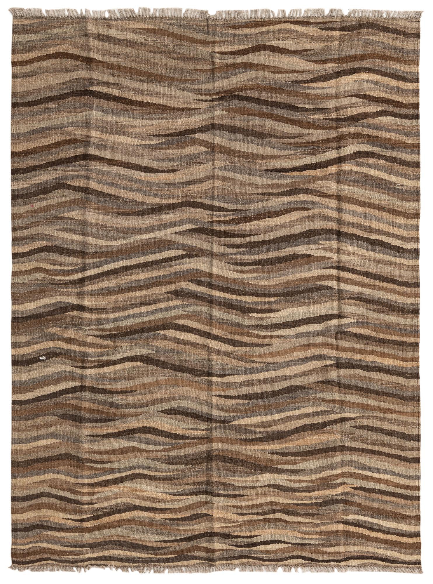 4' 10 x 6' 7 Hand Woven Kilim Modern Wool Rug