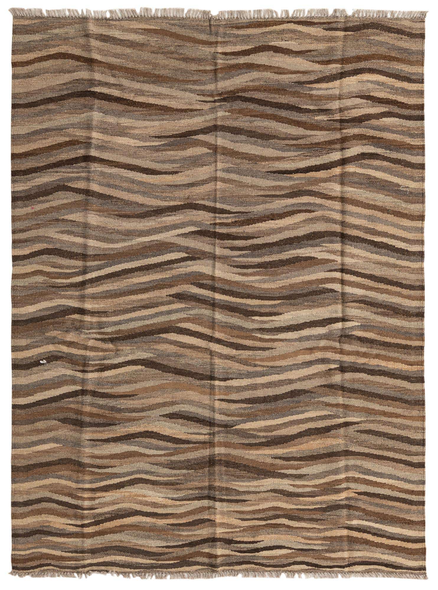 4' 10 x 6' 7 Hand Woven Kilim Modern Wool Rug
