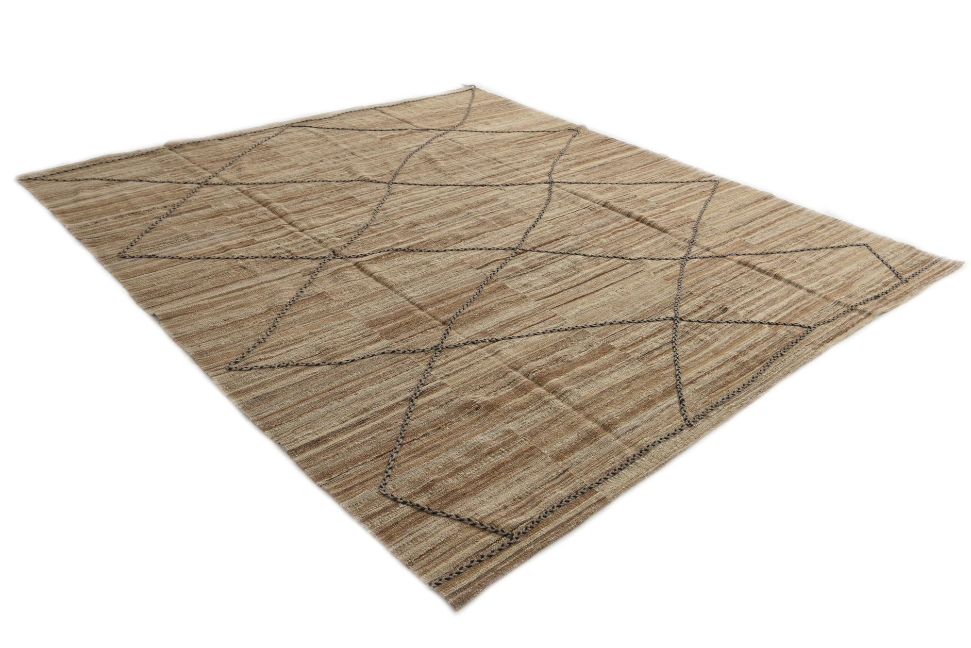 8' 6 x 9' 5 Hand Woven Kilim Modern Wool Rug