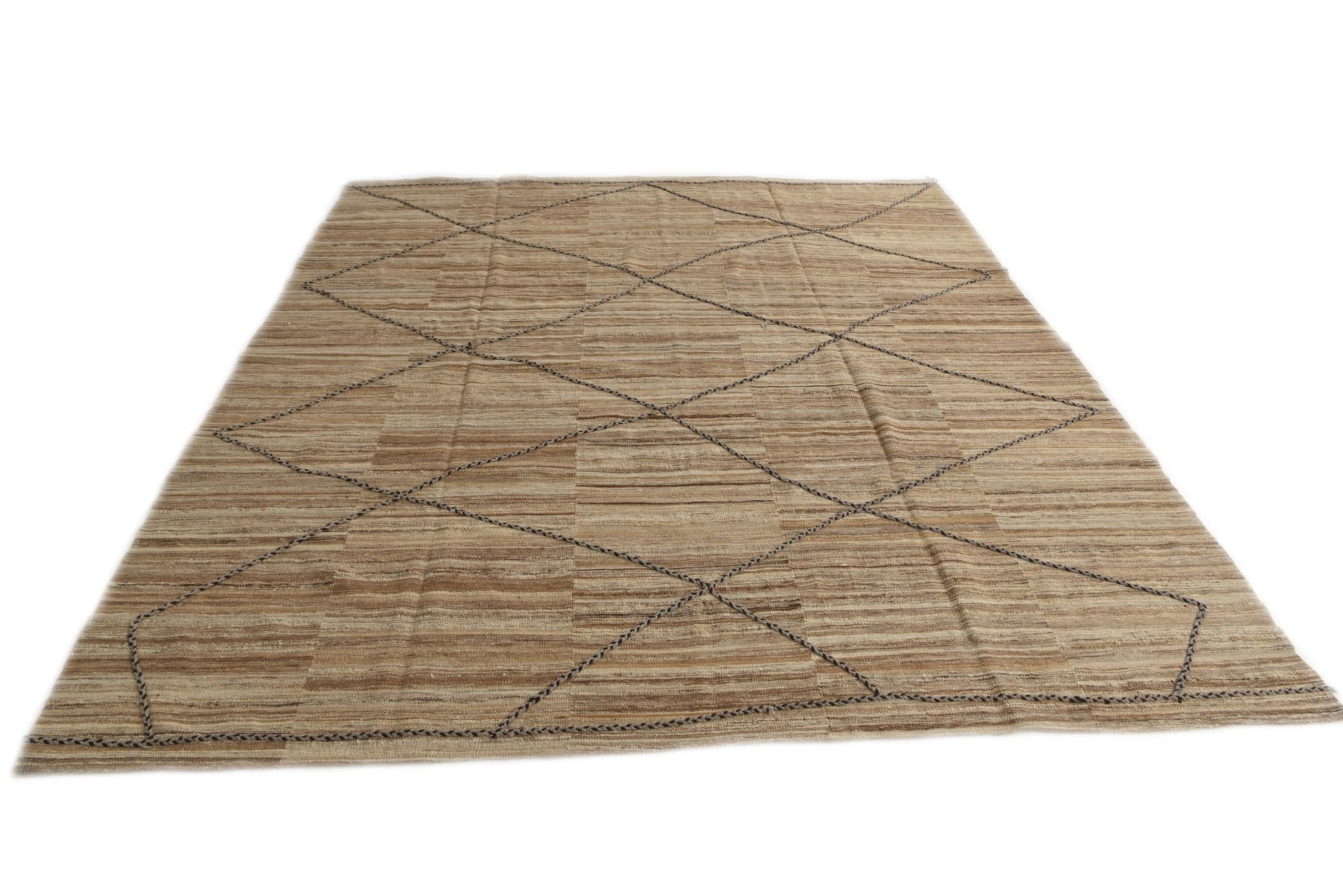 8' 6 x 9' 5 Hand Woven Kilim Modern Wool Rug
