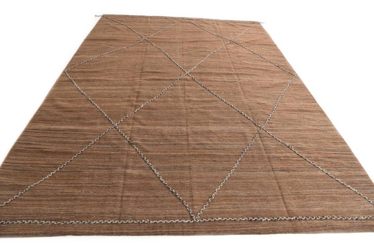 Detail image of 9' 5 x 13' 1 Hand Woven Kilim Modern Wool Rug