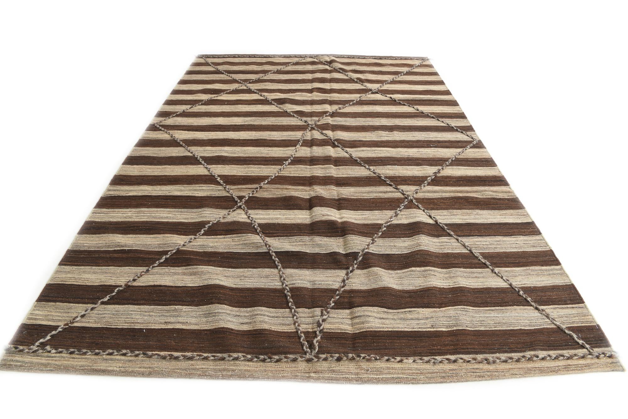 200cm x 295cm Tejido a mano Kilim Modern Alfombra Lana