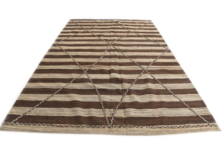 Detail image of 6' 6 x 9' 9 Hand Woven Kilim Modern Wool Rug