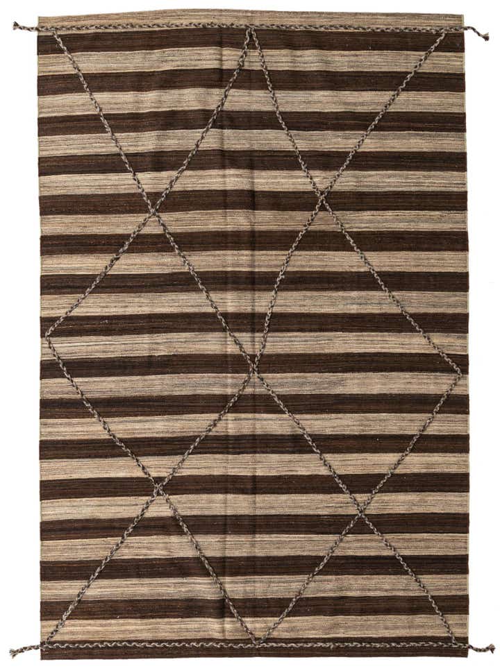 6' 6 x 9' 9 Hand Woven Kilim Modern Wool Rug