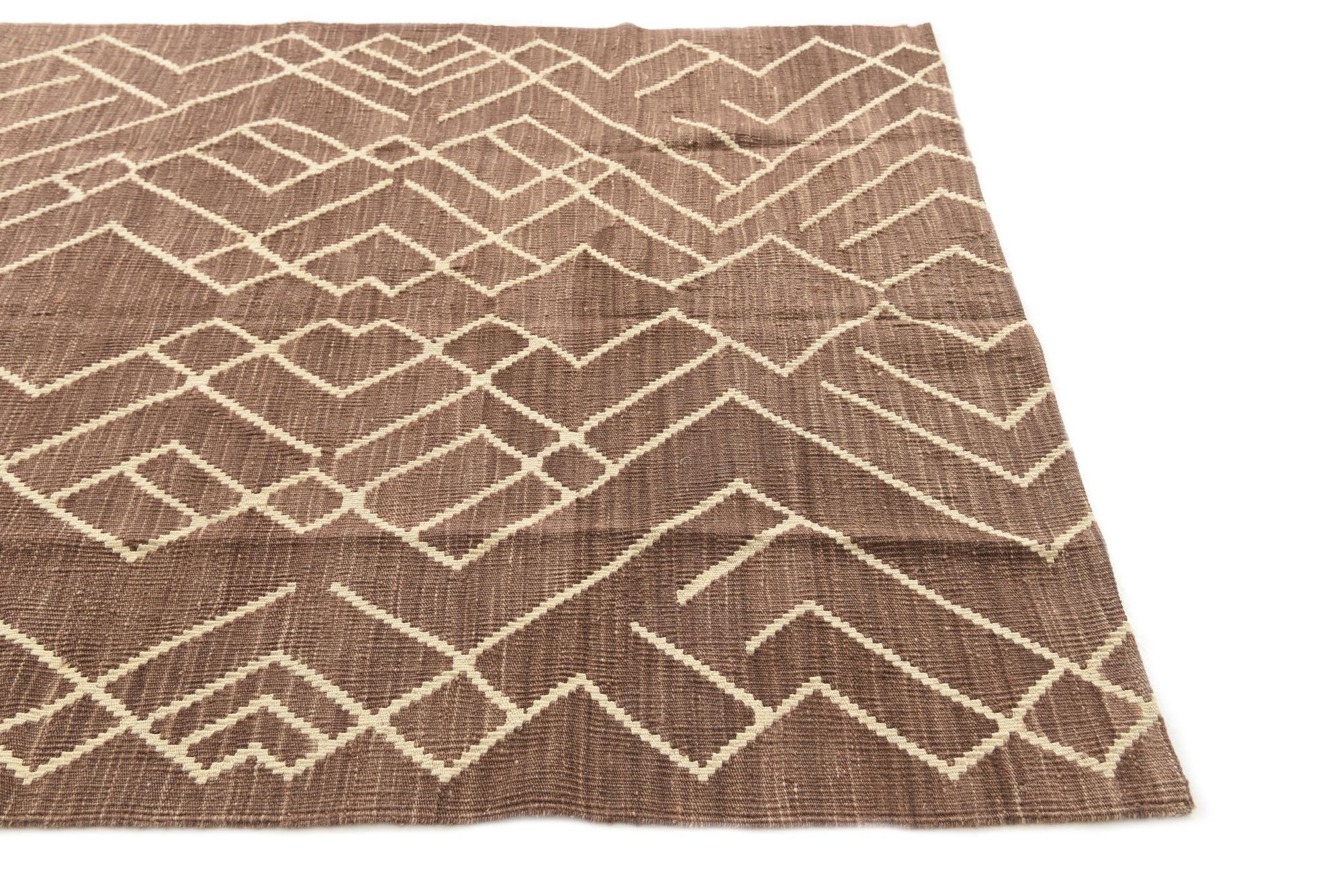 4' 4 x 6' Hand Woven Kilim Modern Wool Rug