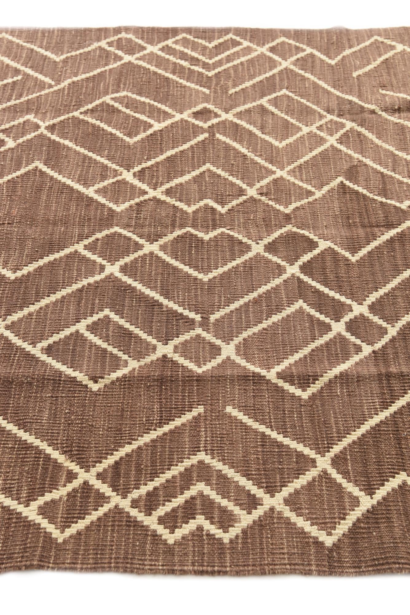 4' 4 x 6' Hand Woven Kilim Modern Wool Rug