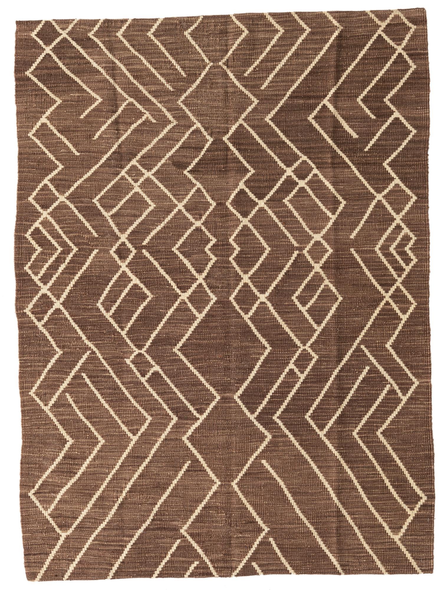 4' 4 x 6' Hand Woven Kilim Modern Wool Rug
