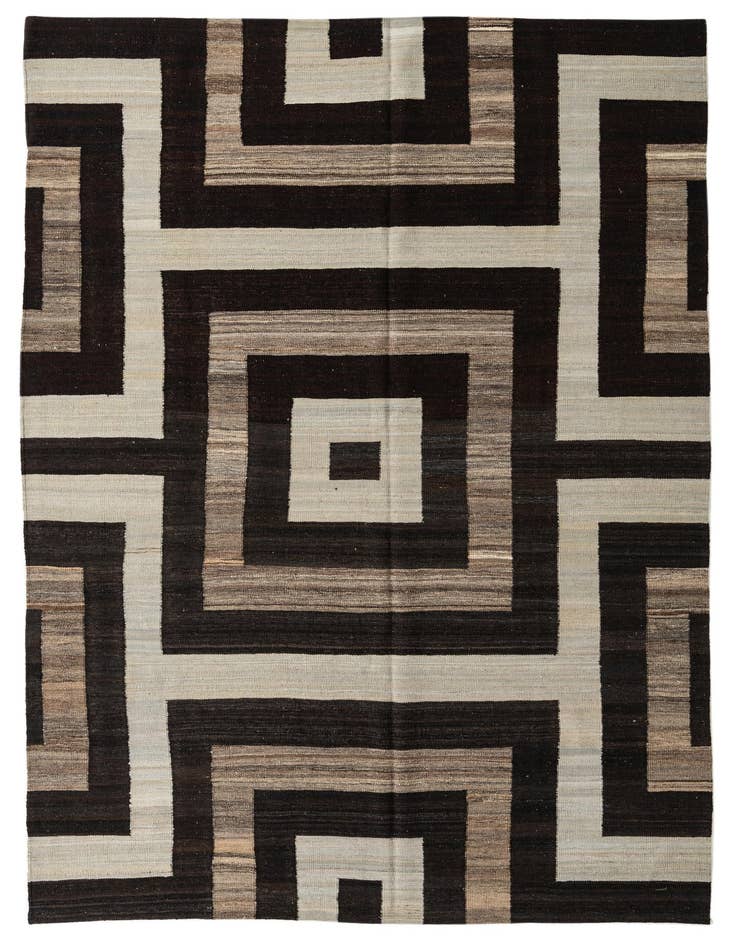 Detail image of 7' x 9' 9 Hand Woven Kilim Modern Wool Rug