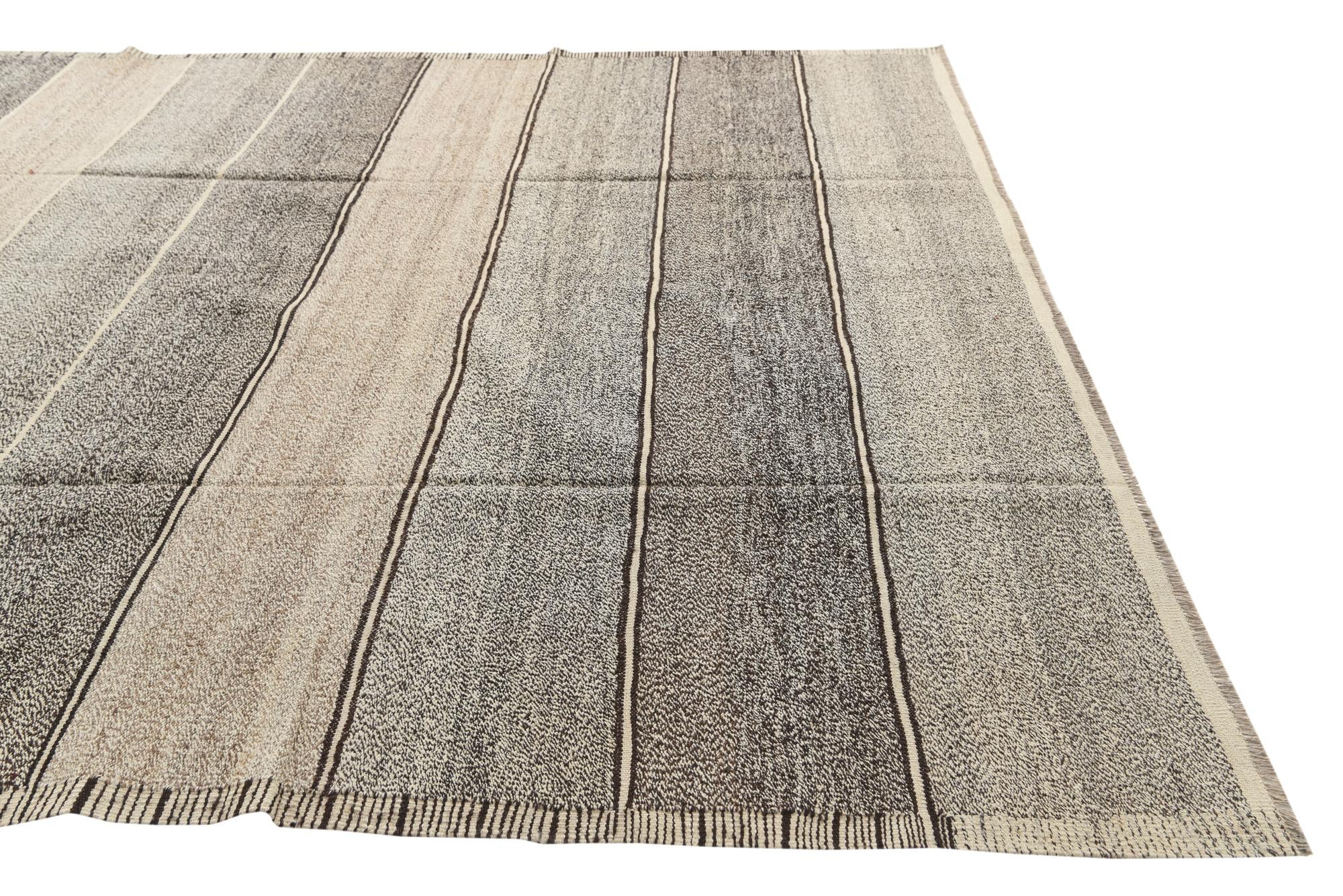 8' 9 x 9' 7 Hand Woven Kilim Modern Wool Rug