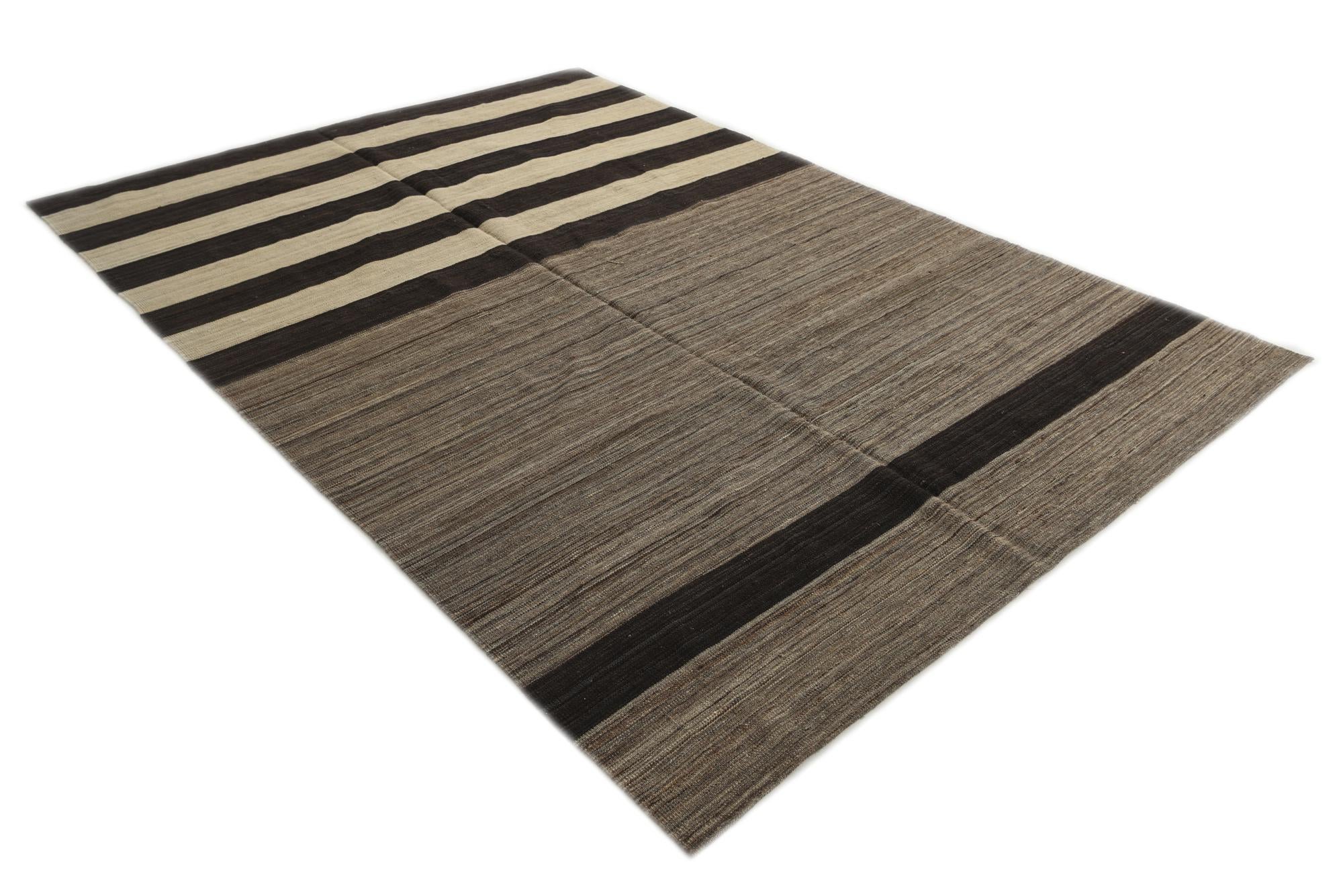 6' 9 x 9' 8 Hand Woven Kilim Modern Wool Rug