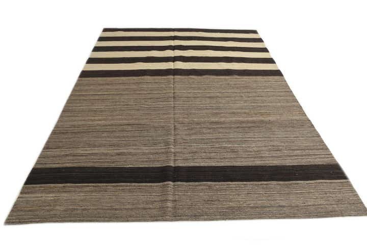6' 9 x 9' 8 Hand Woven Kilim Modern Wool Rug