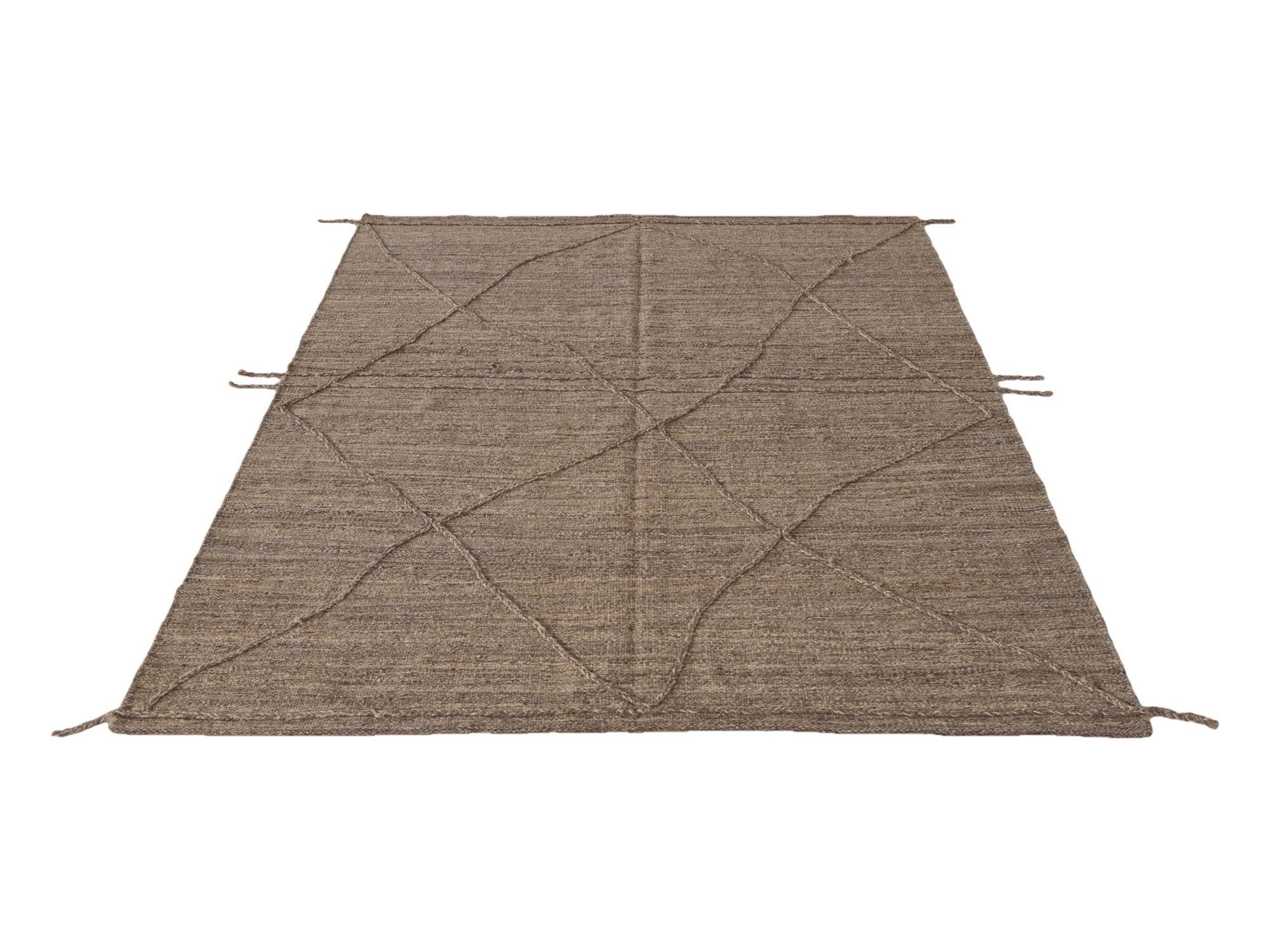 6' 4 x 8' 3 Hand Woven Kilim Modern Wool Rug